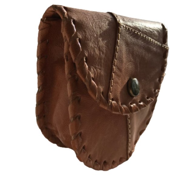 Vintage Tan Real Leather Patchwork Coin Wallet - Picture 6 of 8